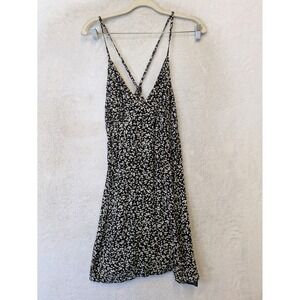 Volcom Mini Dress Girl's Large Black Floral Strappy Back V-Neck